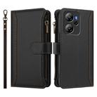 For Blackview Oscal Tiger 13 Magnetic Closure 9 Card Slots Zipper Leather Case with Hand Strap(Black) - 2