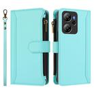 For Blackview Oscal Tiger 13 Magnetic Closure 9 Card Slots Zipper Leather Case with Hand Strap(Mint Green) - 2