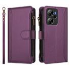 For Blackview Oscal Tiger 13 Magnetic Closure 9 Card Slots Zipper Leather Case with Hand Strap(Purple) - 2