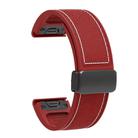 For Garmin 22mm Folding Magnetic Buckle Quick Release Silicone Watch Band(Red White) - 3