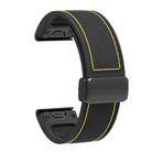 For Garmin 22mm Folding Magnetic Buckle Quick Release Silicone Watch Band(Black Yellow) - 3