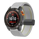 For Garmin 22mm Folding Magnetic Buckle Quick Release Silicone Watch Band(Grey Yellow) - 1