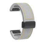 For Garmin 22mm Folding Magnetic Buckle Quick Release Silicone Watch Band(Grey Yellow) - 3