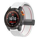 For Garmin 22mm Folding Magnetic Buckle Quick Release Silicone Watch Band(White Red) - 1