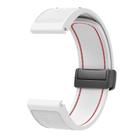 For Garmin 22mm Folding Magnetic Buckle Quick Release Silicone Watch Band(White Red) - 2
