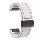 For Garmin 22mm Folding Magnetic Buckle Quick Release Silicone Watch Band(White Red) - 3