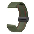 For Garmin 22mm Folding Magnetic Buckle Quick Release Silicone Watch Band(Army Green Red) - 2