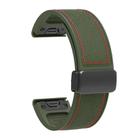 For Garmin 22mm Folding Magnetic Buckle Quick Release Silicone Watch Band(Army Green Red) - 3