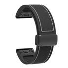 For Garmin 26mm Folding Magnetic Buckle Quick Release Silicone Watch Band(Black White) - 3