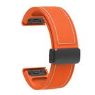 For Garmin 26mm Folding Magnetic Buckle Quick Release Silicone Watch Band(Orange White) - 3