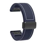 For Garmin 26mm Folding Magnetic Buckle Quick Release Silicone Watch Band(Midnight Blue White) - 3