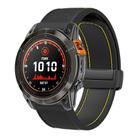 For Garmin 26mm Folding Magnetic Buckle Quick Release Silicone Watch Band(Black Yellow) - 1
