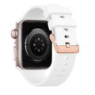 For Apple Watch 42mm / 41mm / 40mm / 38mm Plain Solid Color Rose Gold Buckle Silicone Watch Band(White) - 2