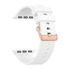 For Apple Watch 42mm / 41mm / 40mm / 38mm Plain Solid Color Rose Gold Buckle Silicone Watch Band(White) - 3