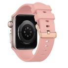 For Apple Watch 42mm / 41mm / 40mm / 38mm Plain Solid Color Rose Gold Buckle Silicone Watch Band(Pink) - 2