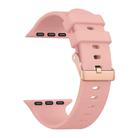 For Apple Watch 42mm / 41mm / 40mm / 38mm Plain Solid Color Rose Gold Buckle Silicone Watch Band(Pink) - 3