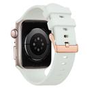 For Apple Watch 42mm / 41mm / 40mm / 38mm Plain Solid Color Rose Gold Buckle Silicone Watch Band(Fog Gray) - 2