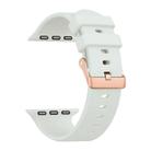 For Apple Watch 42mm / 41mm / 40mm / 38mm Plain Solid Color Rose Gold Buckle Silicone Watch Band(Fog Gray) - 3
