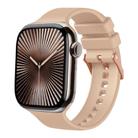 For Apple Watch 42mm / 41mm / 40mm / 38mm Plain Solid Color Rose Gold Buckle Silicone Watch Band(Apricot) - 1