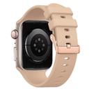 For Apple Watch 42mm / 41mm / 40mm / 38mm Plain Solid Color Rose Gold Buckle Silicone Watch Band(Apricot) - 2