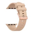 For Apple Watch 42mm / 41mm / 40mm / 38mm Plain Solid Color Rose Gold Buckle Silicone Watch Band(Apricot) - 3