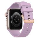 For Apple Watch 42mm / 41mm / 40mm / 38mm Plain Solid Color Rose Gold Buckle Silicone Watch Band(Purple) - 2
