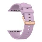 For Apple Watch 42mm / 41mm / 40mm / 38mm Plain Solid Color Rose Gold Buckle Silicone Watch Band(Purple) - 3