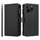 For BLU Bold K10 / G54 Magnetic Closure 9 Card Slots Zipper Leather Case with Hand Strap(Black) - 2