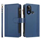 For BLU C9 Magnetic Closure 9 Card Slots Zipper Leather Case with Hand Strap(Dark Blue) - 2