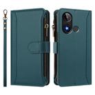 For BLU C9 Magnetic Closure 9 Card Slots Zipper Leather Case with Hand Strap(Dark Green) - 2