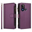 For BLU C9 Magnetic Closure 9 Card Slots Zipper Leather Case with Hand Strap(Purple) - 2