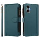 For BLU G53 Magnetic Closure 9 Card Slots Zipper Leather Case with Hand Strap(Dark Green) - 2