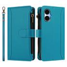 For BLU G53 Magnetic Closure 9 Card Slots Zipper Leather Case with Hand Strap(Turquoise) - 2
