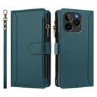For BLU G54 Magnetic Closure 9 Card Slots Zipper Leather Case with Hand Strap(Dark Green) - 2