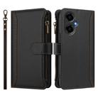 For BLU G64 Magnetic Closure 9 Card Slots Zipper Leather Case with Hand Strap(Black) - 2