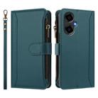 For BLU G64 Magnetic Closure 9 Card Slots Zipper Leather Case with Hand Strap(Dark Green) - 2