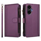 For BLU G64 Magnetic Closure 9 Card Slots Zipper Leather Case with Hand Strap(Purple) - 2