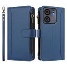 For BLU View 5 Magnetic Closure 9 Card Slots Zipper Leather Case with Hand Strap(Dark Blue) - 2