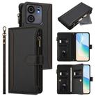 For BLU View 5 Magnetic Closure 9 Card Slots Zipper Leather Case with Hand Strap(Black) - 1