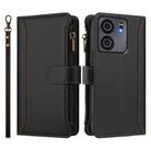 For BLU View 5 Magnetic Closure 9 Card Slots Zipper Leather Case with Hand Strap(Black) - 2
