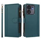 For BLU View 5 Magnetic Closure 9 Card Slots Zipper Leather Case with Hand Strap(Dark Green) - 2