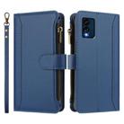 For BLU View Speed 5G Magnetic Closure 9 Card Slots Zipper Leather Case with Hand Strap(Dark Blue) - 2