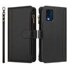 For BLU View Speed 5G Magnetic Closure 9 Card Slots Zipper Leather Case with Hand Strap(Black) - 2