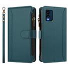 For BLU View Speed 5G Magnetic Closure 9 Card Slots Zipper Leather Case with Hand Strap(Dark Green) - 2