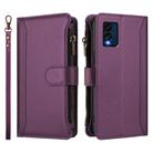 For BLU View Speed 5G Magnetic Closure 9 Card Slots Zipper Leather Case with Hand Strap(Purple) - 2