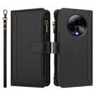 For BLU Bold K50 Magnetic Closure 9 Card Slots Zipper Leather Case with Hand Strap(Black) - 2