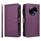 For BLU Bold K50 Magnetic Closure 9 Card Slots Zipper Leather Case with Hand Strap(Purple) - 2