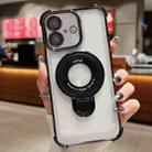 For iPhone 16 Plus Space Shield MagSafe Holder Shockproof Phone Case(Black) - 1