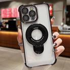 For iPhone 15 Pro Max Space Shield MagSafe Holder Shockproof Phone Case(Black) - 1