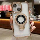 For iPhone 14 Space Shield MagSafe Holder Shockproof Phone Case(Desert Gold) - 1